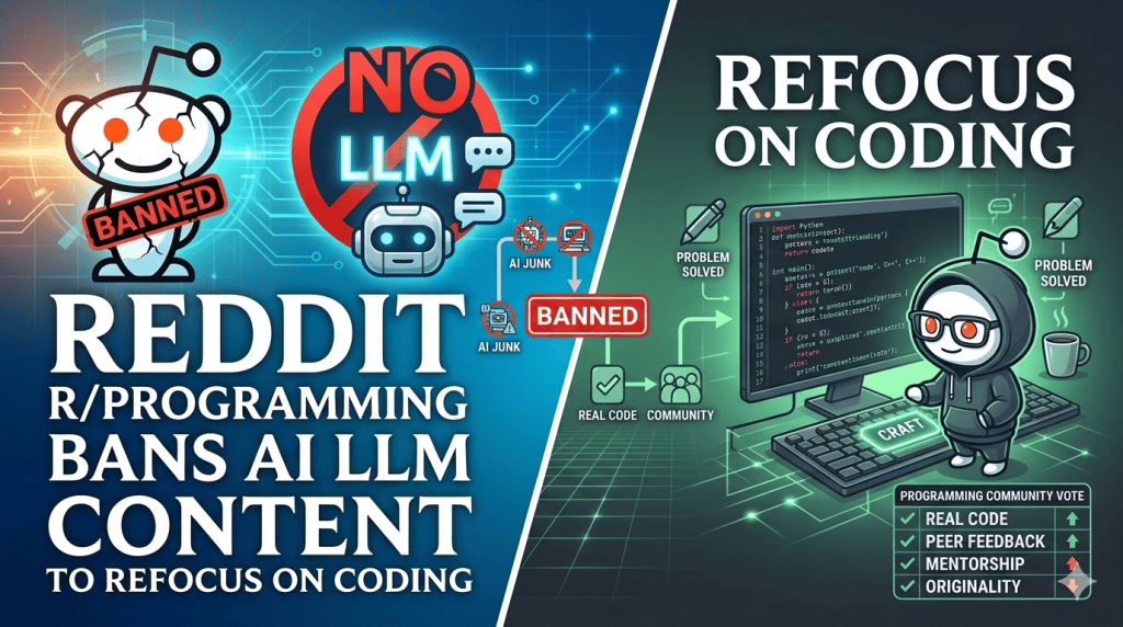 Reddit Database Coding Reddit r/Programming Bans AI LLM Content to Refocus on Coding - QUE.com
